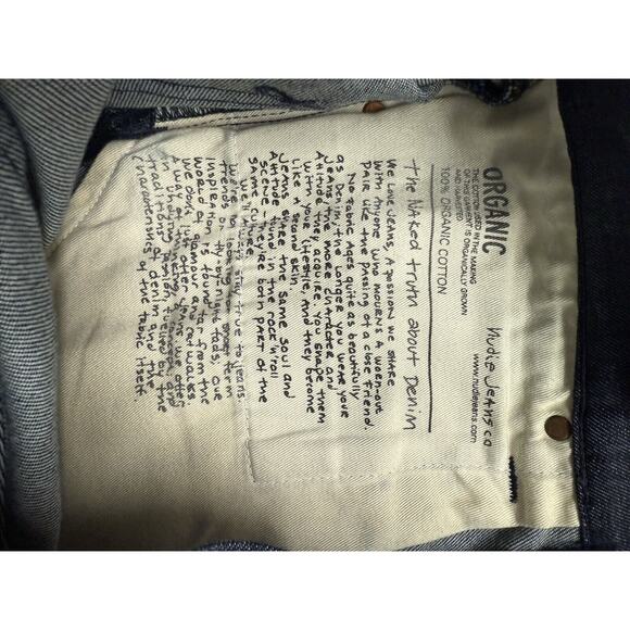 NUDIE Jeans GRIM TIM Men's Jeans W32 L34 Slim Fit Tapered Organic Dry Navy Dips - Picture 14 of 16